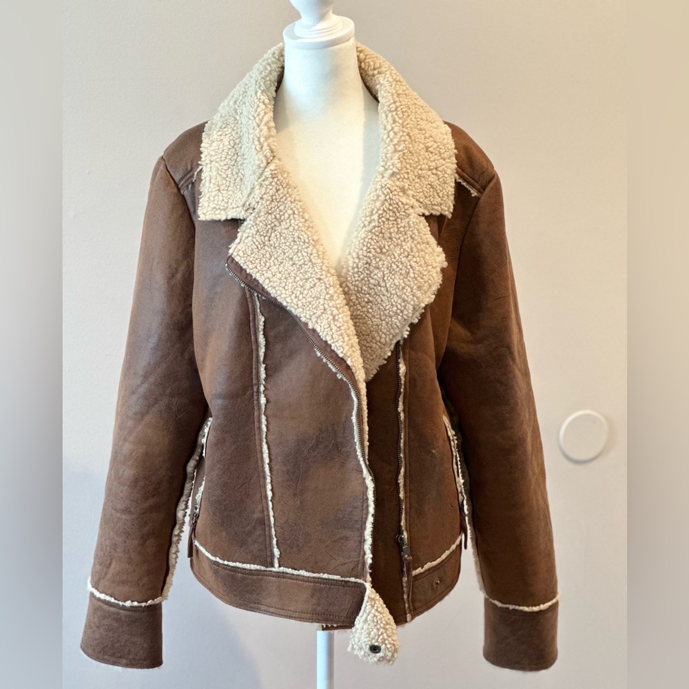Faux Sherpa Moto Jacket